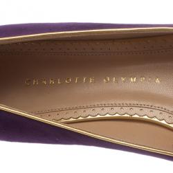 Pre Owned Charlotte Olympia Purple Suede Pisces Smoking Slippers Size 40