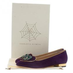 Pre Owned Charlotte Olympia Purple Suede Pisces Smoking Slippers Size 40