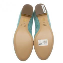 Pre Owned Charlotte Olympia Light Blue Suede Gemini Smoking Slippers Size 39.5