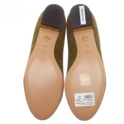 Pre Owned Charlotte Olympia Green Suede Capricorn Smoking Slippers Size 38.5