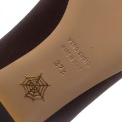 Pre Owned Charlotte Olympia Brown Suede Taurus Smoking Slippers Size 37.5