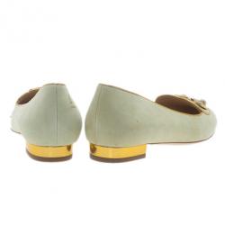 Pre Owned Charlotte Olympia Grey Suede Libra Smoking Slippers Size 38.5