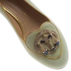 Pre Owned Charlotte Olympia Grey Suede Libra Smoking Slippers Size 38.5