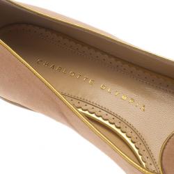 Pre Owned Charlotte Olympia Pink Suede Cancer Smoking Slippers Size 38.5