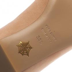 Pre Owned Charlotte Olympia Pink Suede Cancer Smoking Slippers Size 38.5