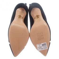 Pre Owned Charlotte Olympia Black Suede PVC Trimmed Natalie Pumps Size 37