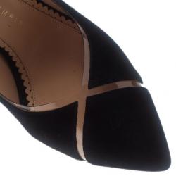 Pre Owned Charlotte Olympia Black Suede PVC Trimmed Natalie Pumps Size 37