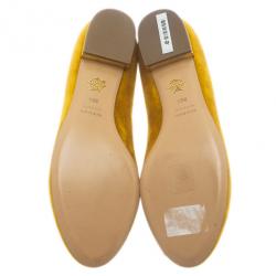Pre Owned Charlotte Olympia Mustard Yellow Suede Sagittarius Smoking Slippers Size 39.5