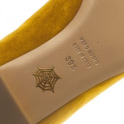 Pre Owned Charlotte Olympia Mustard Yellow Suede Sagittarius Smoking Slippers Size 39.5