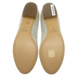 Pre Owned Charlotte Olympia Grey Suede Aquarius Smoking Slippers Size 37.5