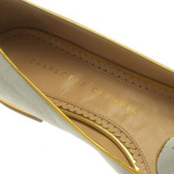 Pre Owned Charlotte Olympia Grey Suede Aquarius Smoking Slippers Size 37.5