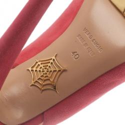 Charlotte Olympia Pink Suede Bon Bon Platform Slingback Sandals Size 40
