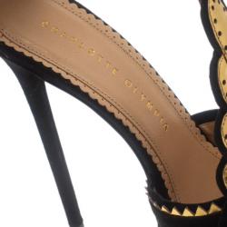 Charlotte Olympia Sunset Metallic Leather and Suede Platform Sandals Size 38.5