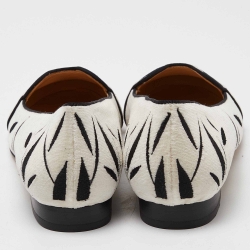 Charlotte Olympia White/Black Velvet Kitty Ballet Flats Size 38