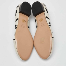 Charlotte Olympia White/Black Velvet Kitty Ballet Flats Size 38