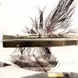 Pre Owned Charlotte Olympia Clear Feather Print Perspex Pandora Classic Box Clutch