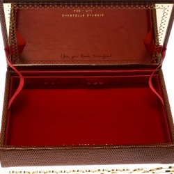 Pre Owned Charlotte Olympia Brown LIzard Embossed Leather Irresistible Vanina Clutch
