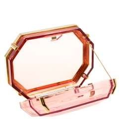 Pre Owned Charlotte Olympia Pink Perspex A Girl's Best Friend Clutch