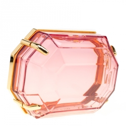 Pre Owned Charlotte Olympia Pink Perspex A Girl's Best Friend Clutch