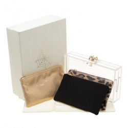 Pre Owned حقيبة كلتش شارلوت أوليمبيا صندوق باندورا كلاسيك بسلسلة بلاستيك شفافة