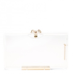 Pre Owned حقيبة كلتش شارلوت أوليمبيا صندوق باندورا كلاسيك بسلسلة بلاستيك شفافة