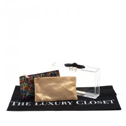 مملوكة مسبقًا حقيبة كلاتش شارلوت أوليمبيا باندورا بوكس فيونكة زجاج بلكسي