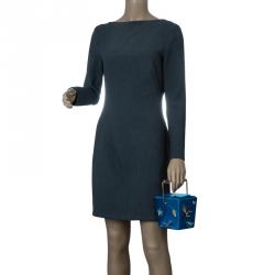 Pre Owned حقيبة كلتش شارلوت أوليمبيا تيك مي أواي كريب ساتان أزرق مطرز