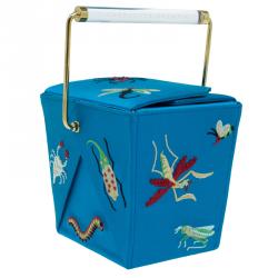 Pre Owned حقيبة كلتش شارلوت أوليمبيا تيك مي أواي كريب ساتان أزرق مطرز