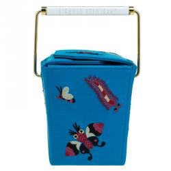 Pre Owned حقيبة كلتش شارلوت أوليمبيا �تيك مي أواي كريب ساتان أزرق مطرز