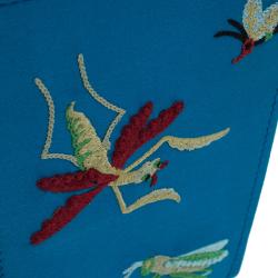 Pre Owned حقيبة كلتش شارلوت أوليمبيا تيك مي أواي كريب ساتان أزرق مطرز