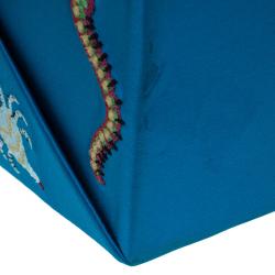 Pre Owned حقيبة كلتش شارلوت أوليمبيا تيك مي أواي كريب ساتان أزرق مطرز