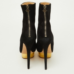 Charlotte Olympia Black Suede Lucinda Ankle Boots Size 42