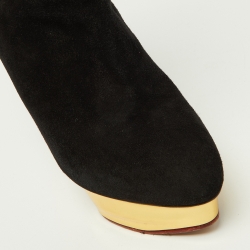 Charlotte Olympia Black Suede Lucinda Ankle Boots Size 42