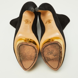 Charlotte Olympia Black Suede Lucinda Ankle Boots Size 42