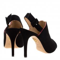 Pre Owned صندل شارلوت أوليمبيا فتحة كعب فيس تو فيس سويدي أسود مقاس 39