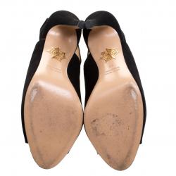 Pre Owned صندل شارلوت أوليمبيا فتحة كعب فيس تو فيس سويدي أسود مقاس 39