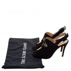 Pre Owned صندل شارلوت أولي مبيا فتحة كعب فيس تو فيس سويدي أسود مقاس 39