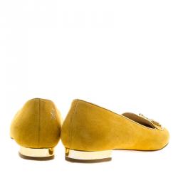 Charlotte Olympia Mustard Yellow Suede Sagittarius Smoking Slippers Size 36