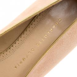 Pre Owned حذاء فلات باليه شارلوت أولمبيا ذكرى ميلاد زودياك كانسر سويدي وردي فاتح مقاس 40