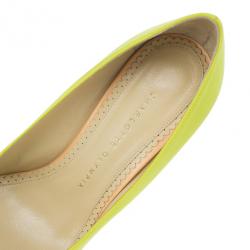 Pre Owned Charlotte Olympia Yellow Satin Debonaire Platform Pumps Size 38.5