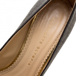 مملوكة مسبقًا Charlotte Olympia Black Raffia Dolly Platform Pumps Size 39