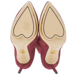 Pre Owned Charlotte Olympia Red Suede Deborah Platform Ankle Boots Size 40