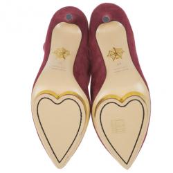 Pre Owned Charlotte Olympia Red Suede Deborah Platform Ankle Boots Size 40