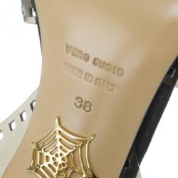 Pre Owned Charlotte Olympia Black Vinyl and Satin Girls On Film Platform Sandals Size 38