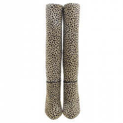 Pre Owned Charlotte Olympia Beige Leopard Print Pony Hair Corine Knee High Boots Size 40