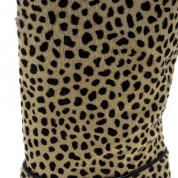 Pre Owned Charlotte Olympia Beige Leopard Print Pony Hair Corine Knee High Boots Size 40