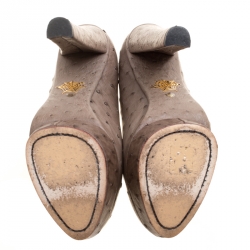 Pre Owned حذاء كعب مرتفع شارلوت أوليمبيا جريتا نعل سميك جلد نعام أزرق مقاس 39