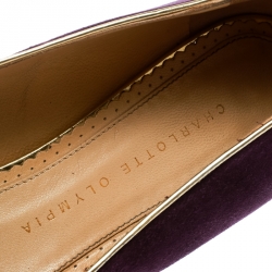 Charlotte Olympia Purple Suede Birthday Pisces Zodiac Flats Size 39