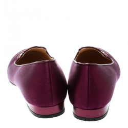 Pre Owned Charlotte Olympia Purple Satin Kitty Flats Size 39