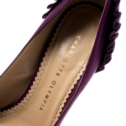 Pre Owned Charlotte Olympia Purple Paloma Fan-pleat Satin Pumps Size 36.5